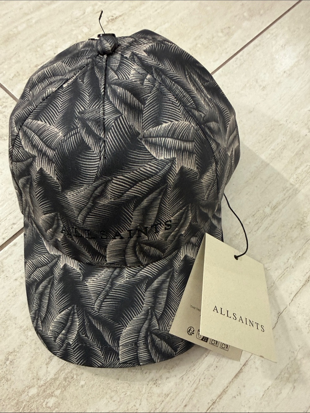 All Saints Black Palm-Print Baseball Cap ..gray multi ..nwt .. o/s..unisex